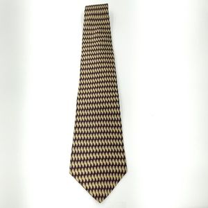 Geoffrey Beene Maroon Gold Geometric Silk Necktie